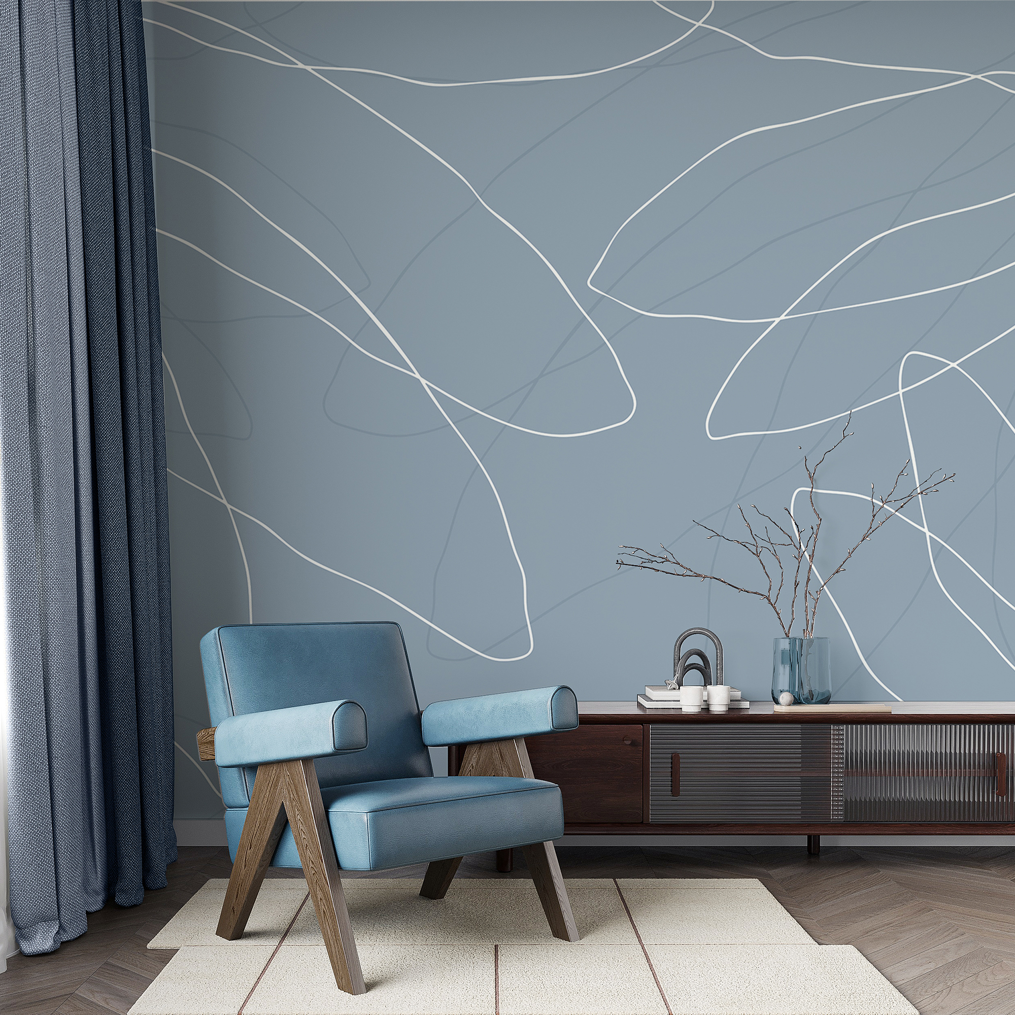 Fundal albastru cu linii albe