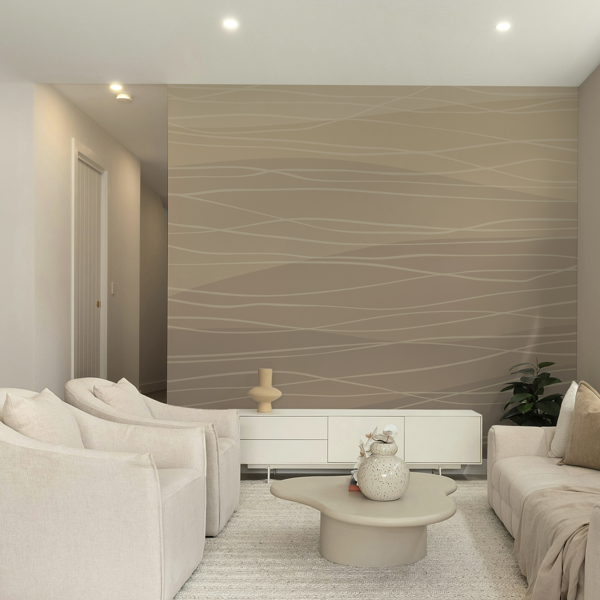 Linii ondulate maro și albe