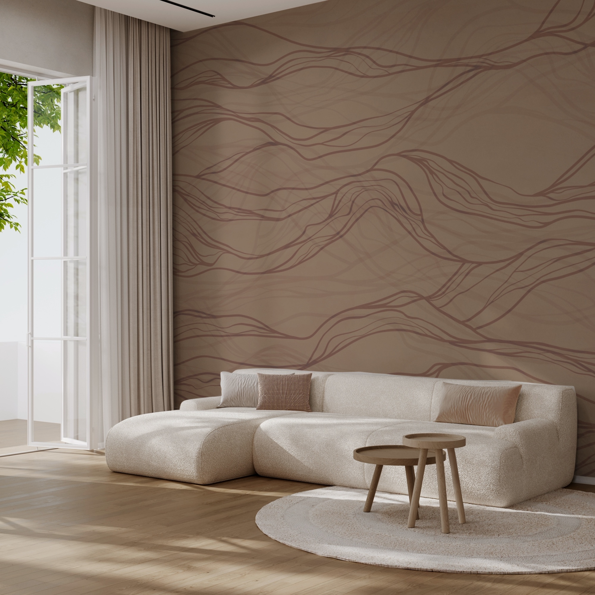 Linii ondulate maro pe o suprafață bronzată Linii ondulate maro pe o suprafață bronzată