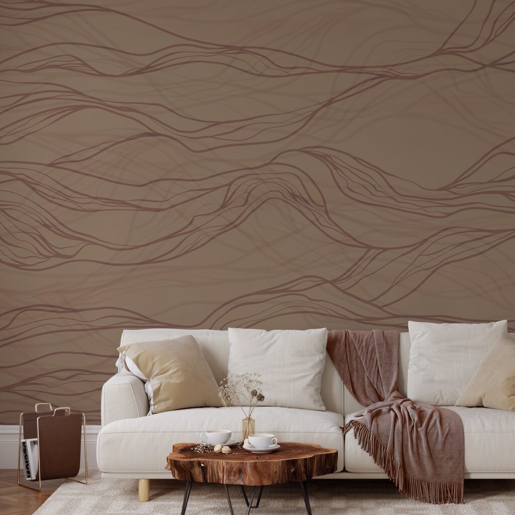Linii ondulate maro pe o suprafață bronzată Linii ondulate maro pe o suprafață bronzată