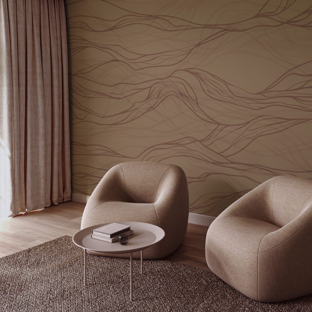 Linii ondulate maro pe o suprafață bronzată Linii ondulate maro pe o suprafață bronzată