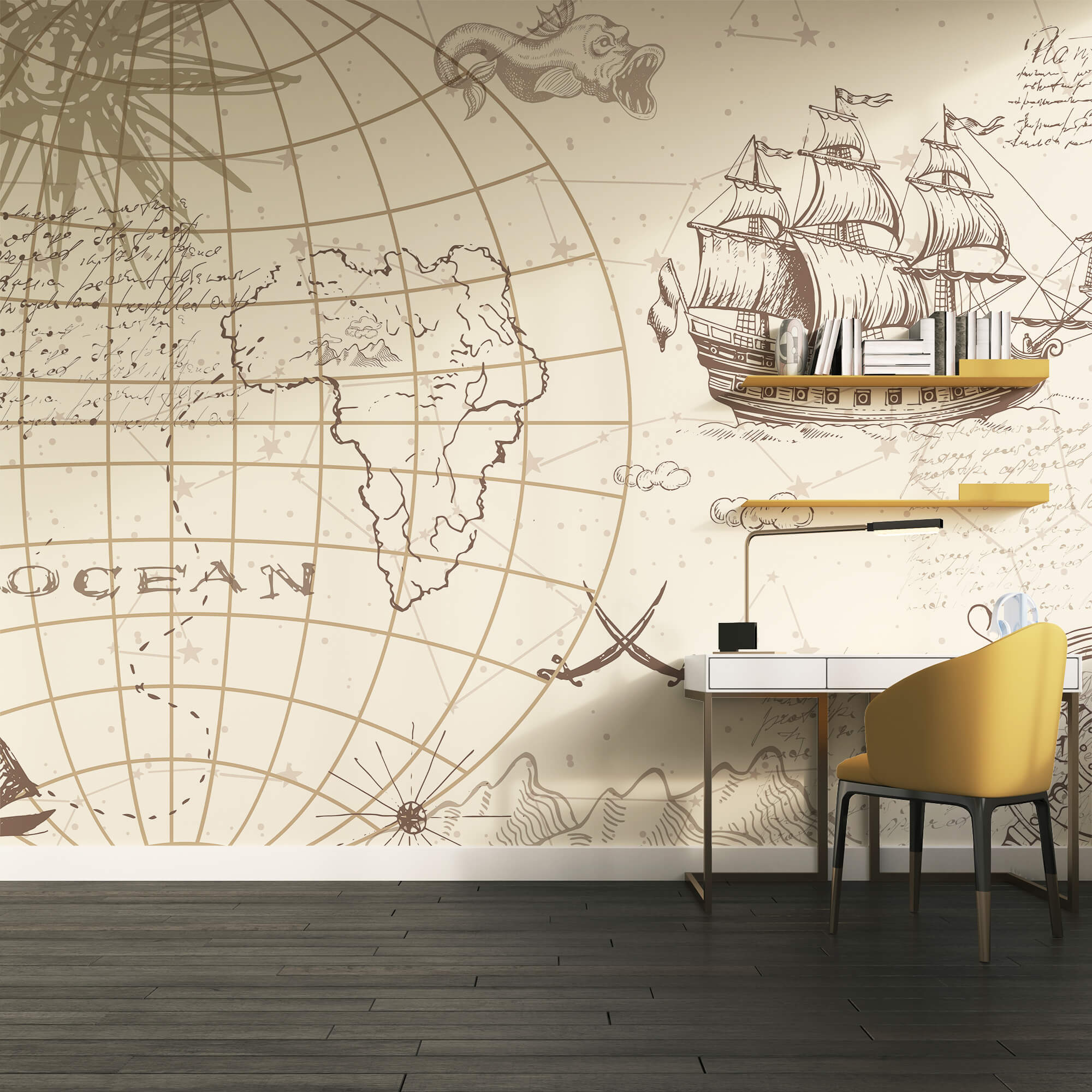 Harta lumii și o navă