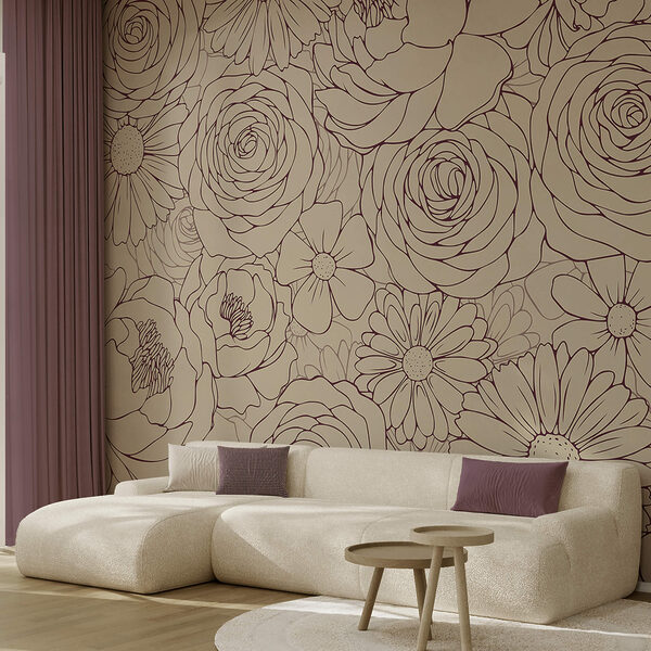 Picturi murale Model floral în nuanțe moi Picturi murale Model floral în nuanțe moi