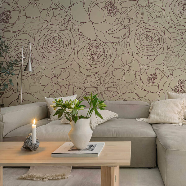Picturi murale Model floral în nuanțe moi Picturi murale Model floral în nuanțe moi