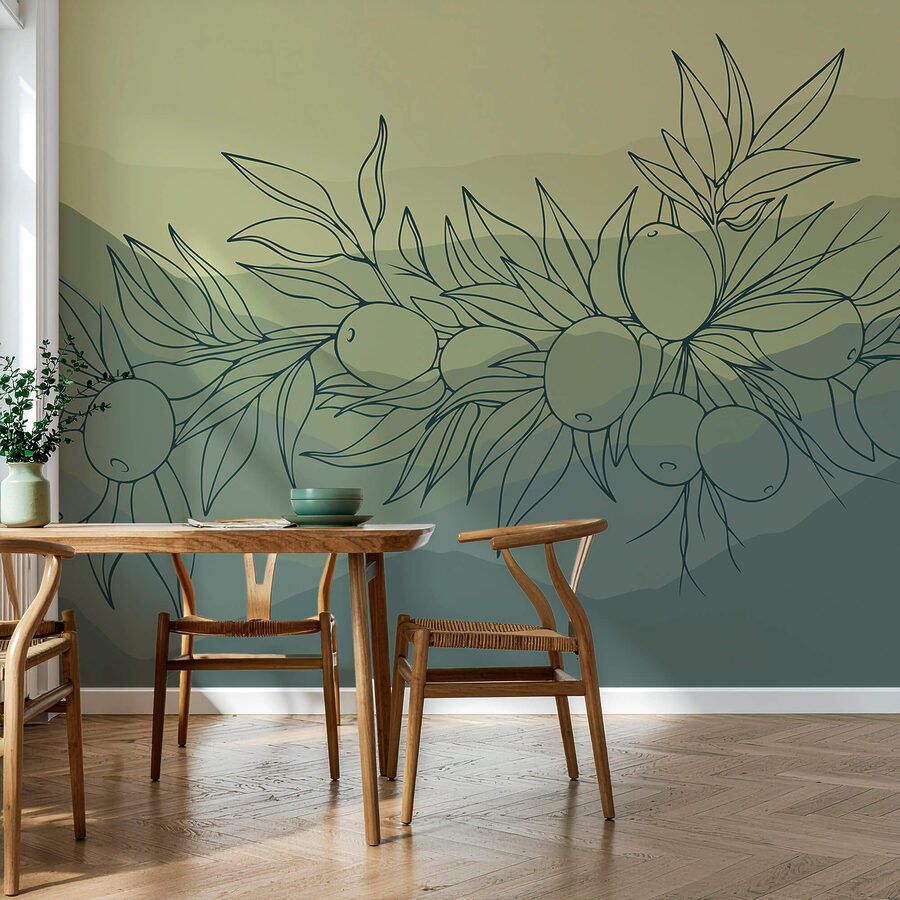 Picturi murale Desen de o ramură cu fructe Picturi murale Desen de o ramură cu fructe