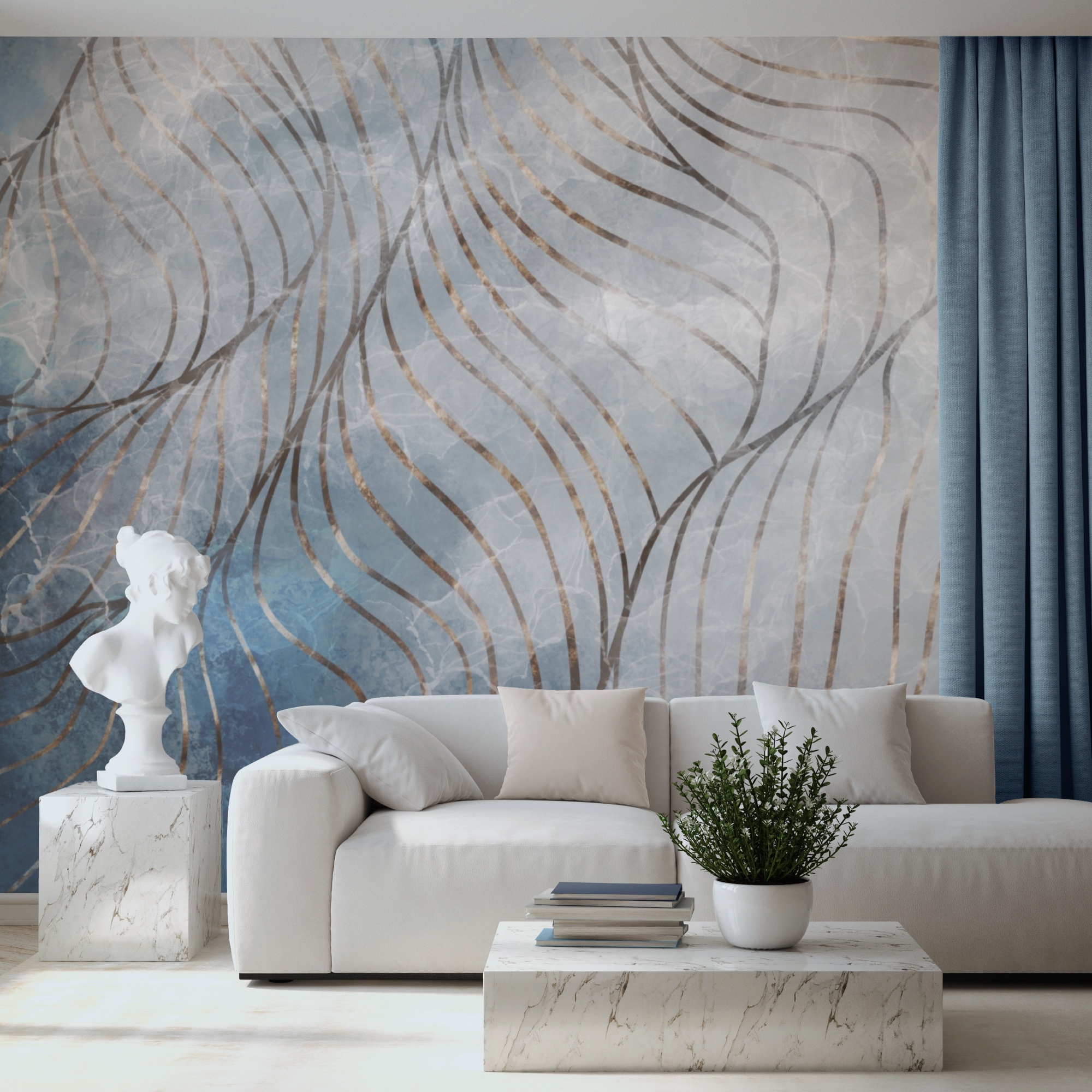 Curbe elegante în culori reci