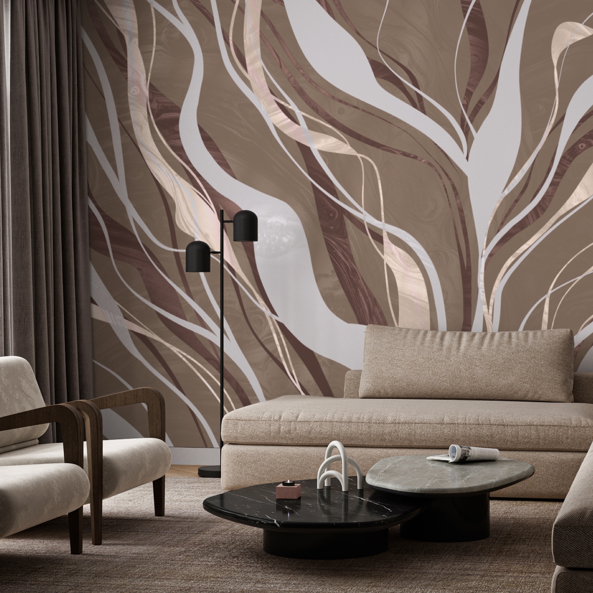 Vârtejuri maro și albe