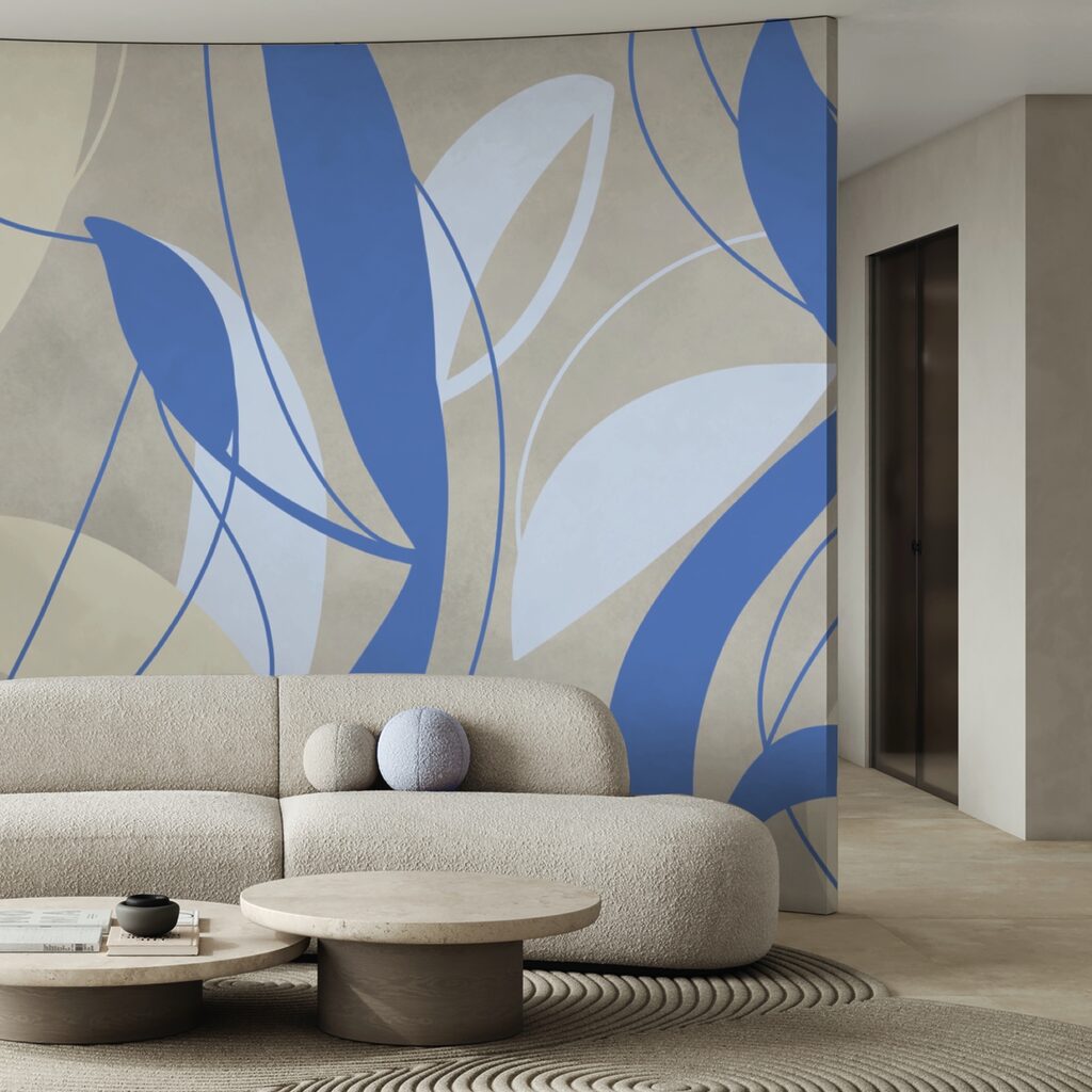 Vârtejuri albastre și albe pe un fundal gri