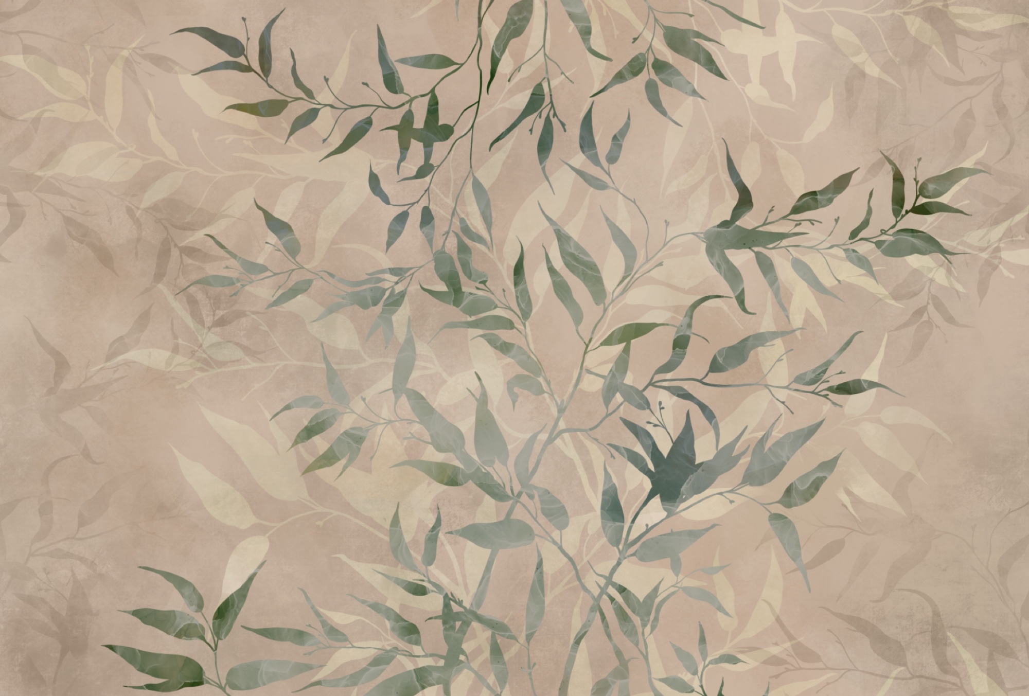 Pattern of leaves on a beige background