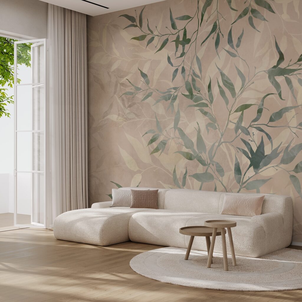 Model de frunze pe un fundal bej