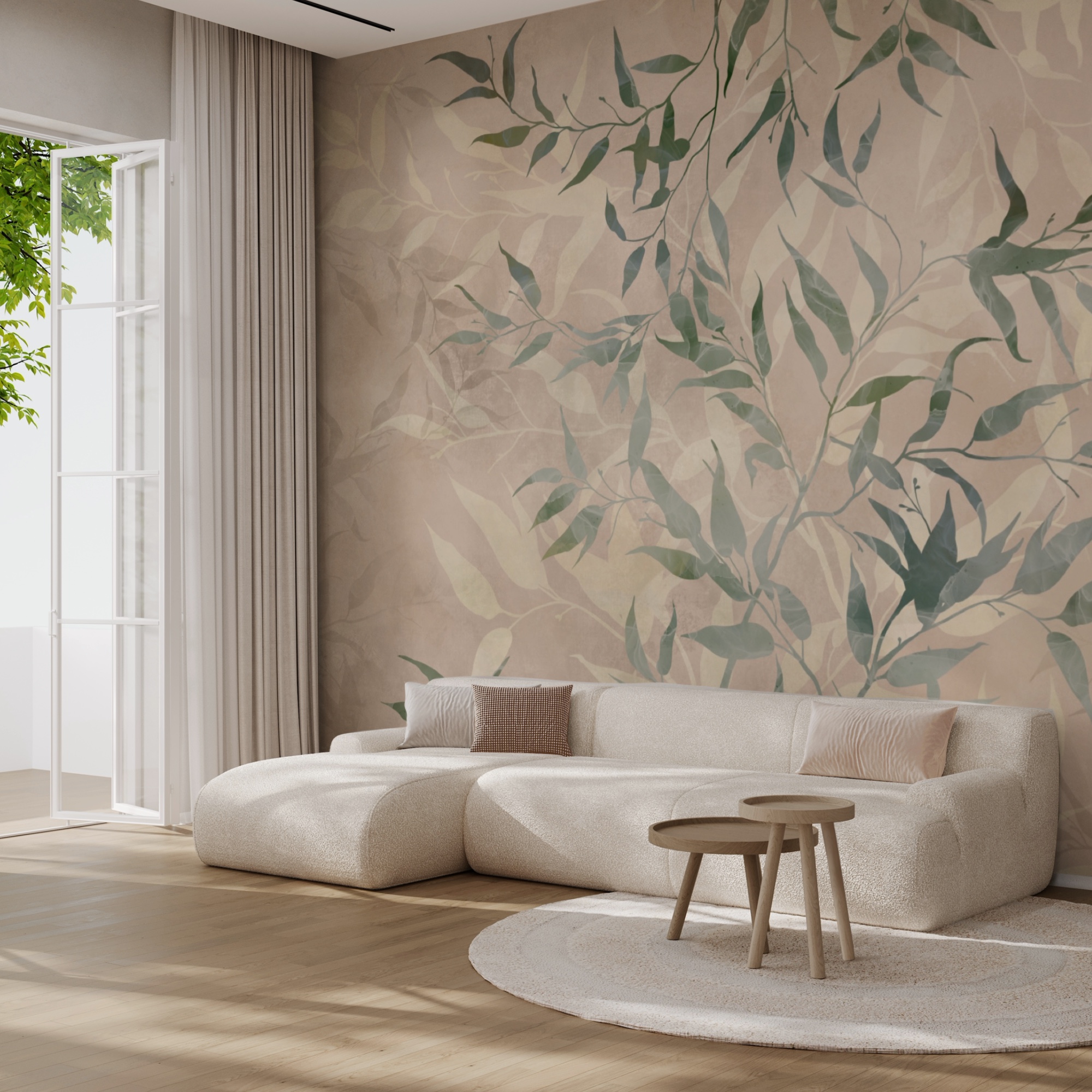 Model de frunze pe un fundal bej