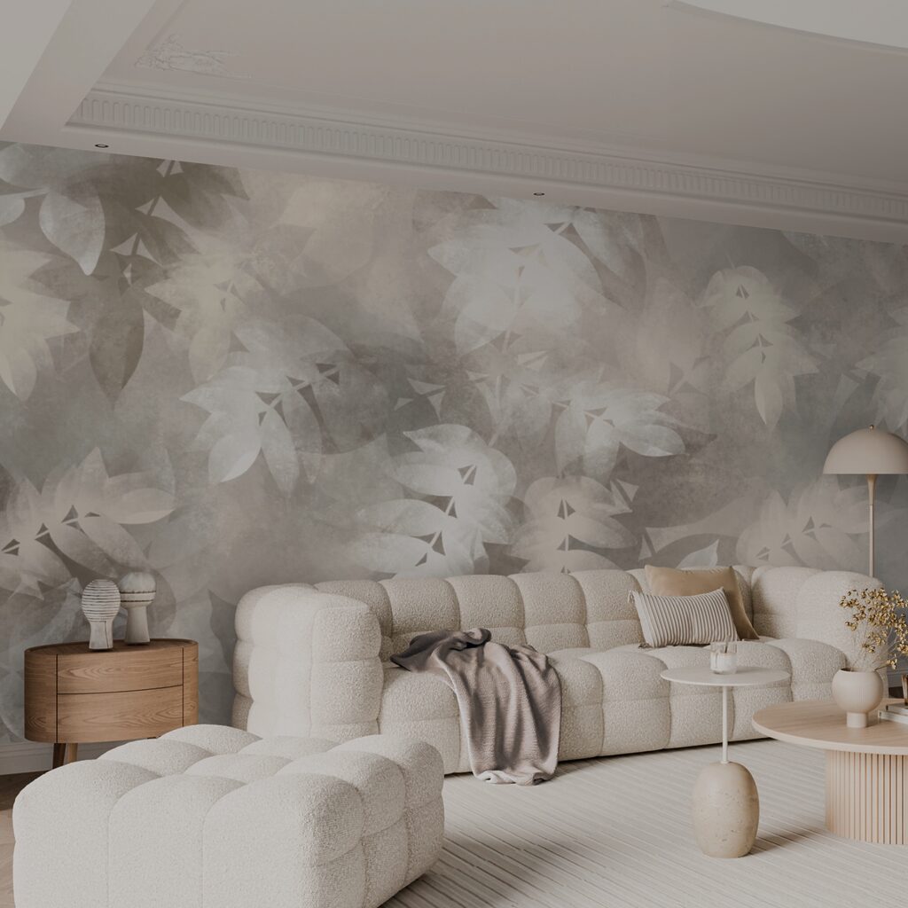 Fundal gri și alb cu frunze