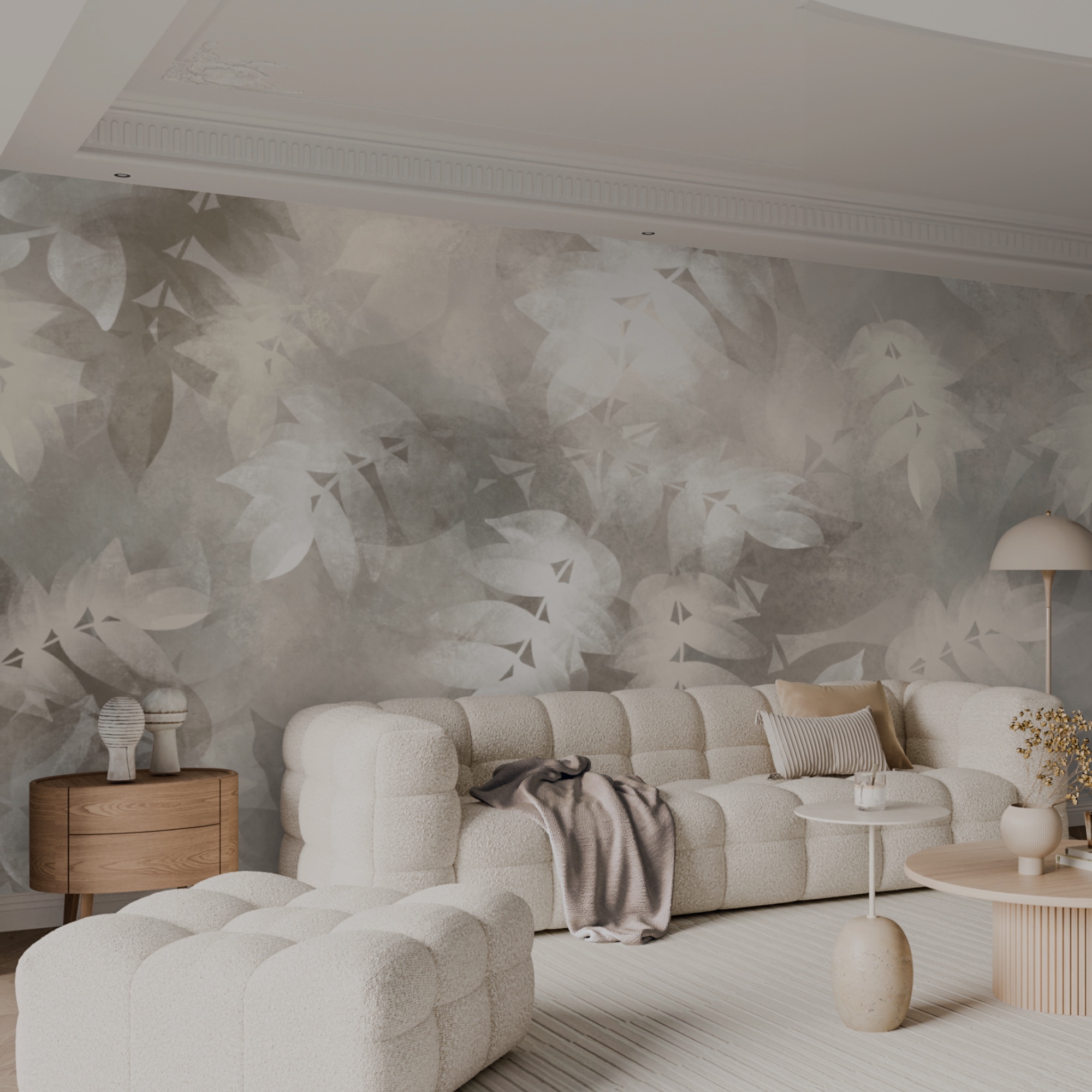 Fundal gri și alb cu frunze