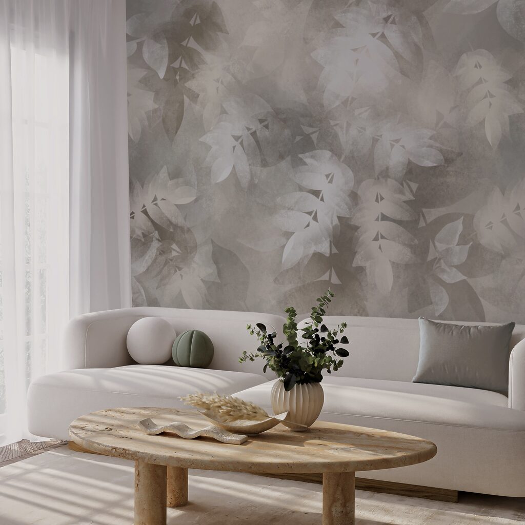 Fundal gri și alb cu frunze