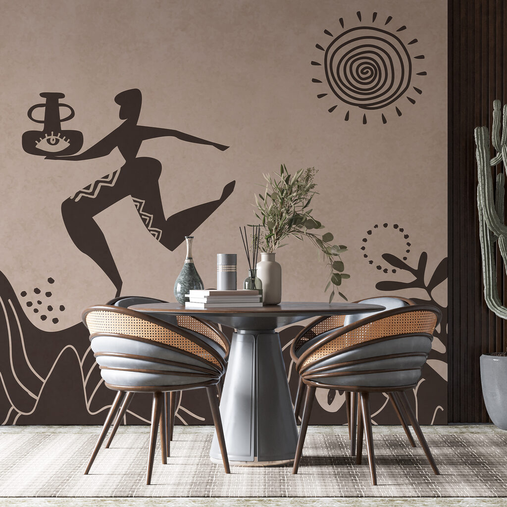 Desenul unui bărbat care ține o oală și o oală pe un munte Desenul unui bărbat care ține o oală și o oală pe un munte