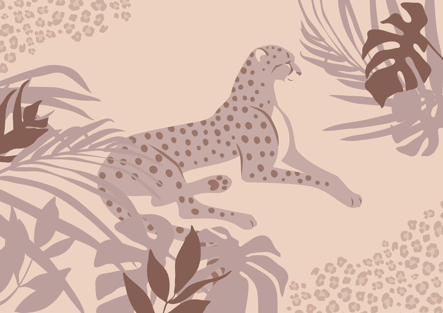 Cheetah culcat cu plante