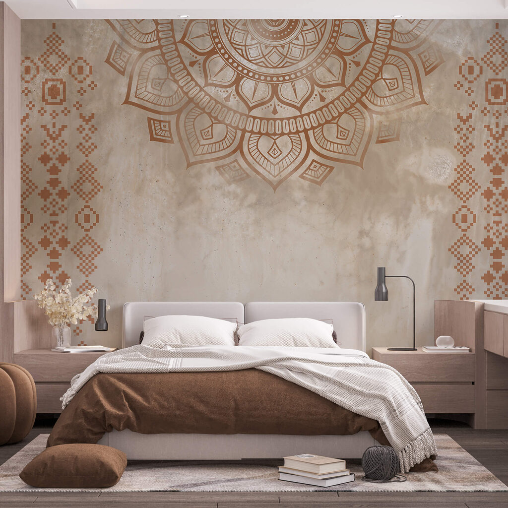 Mandala albă și maro