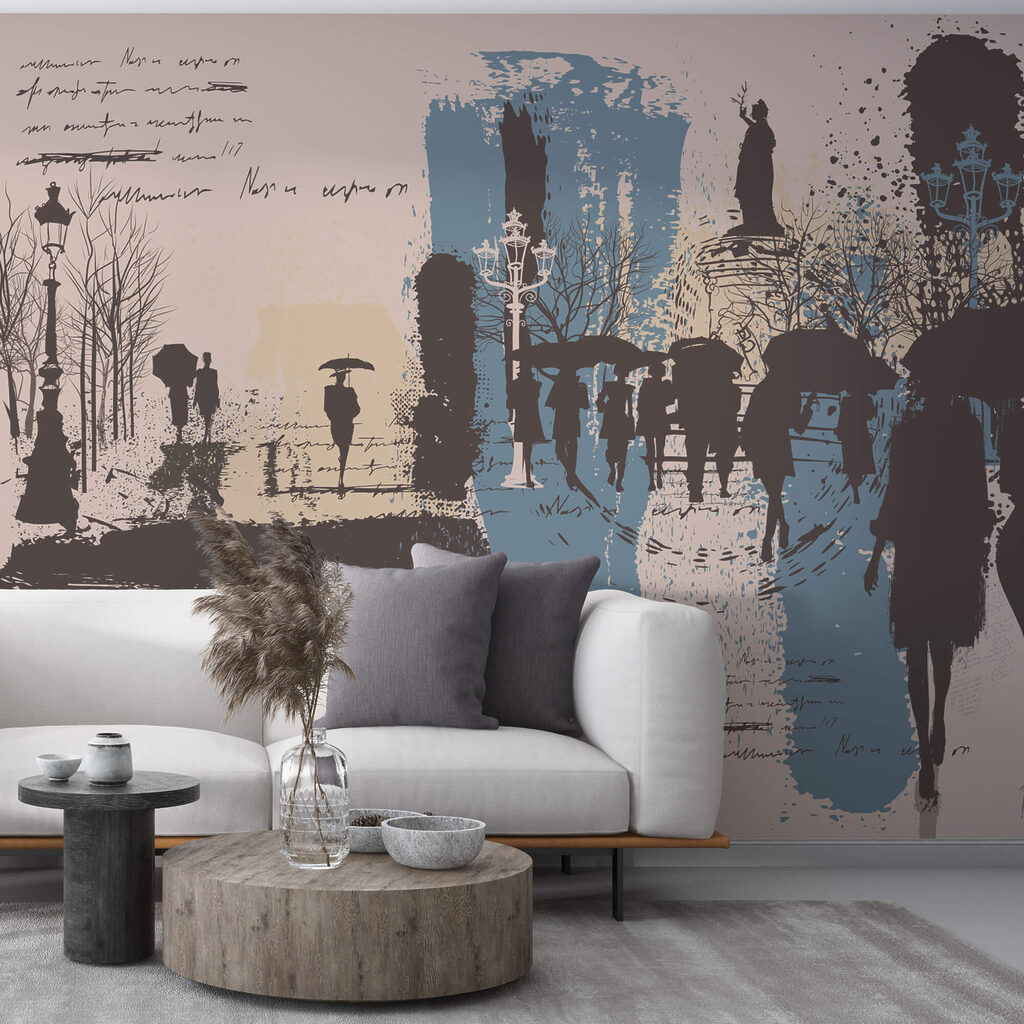 Grup de oameni pe jos cu umbrele Grup de oameni pe jos cu umbrele