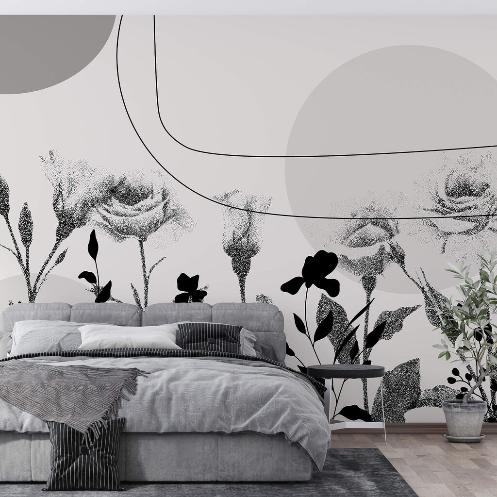 Negru și alb imagine de flori