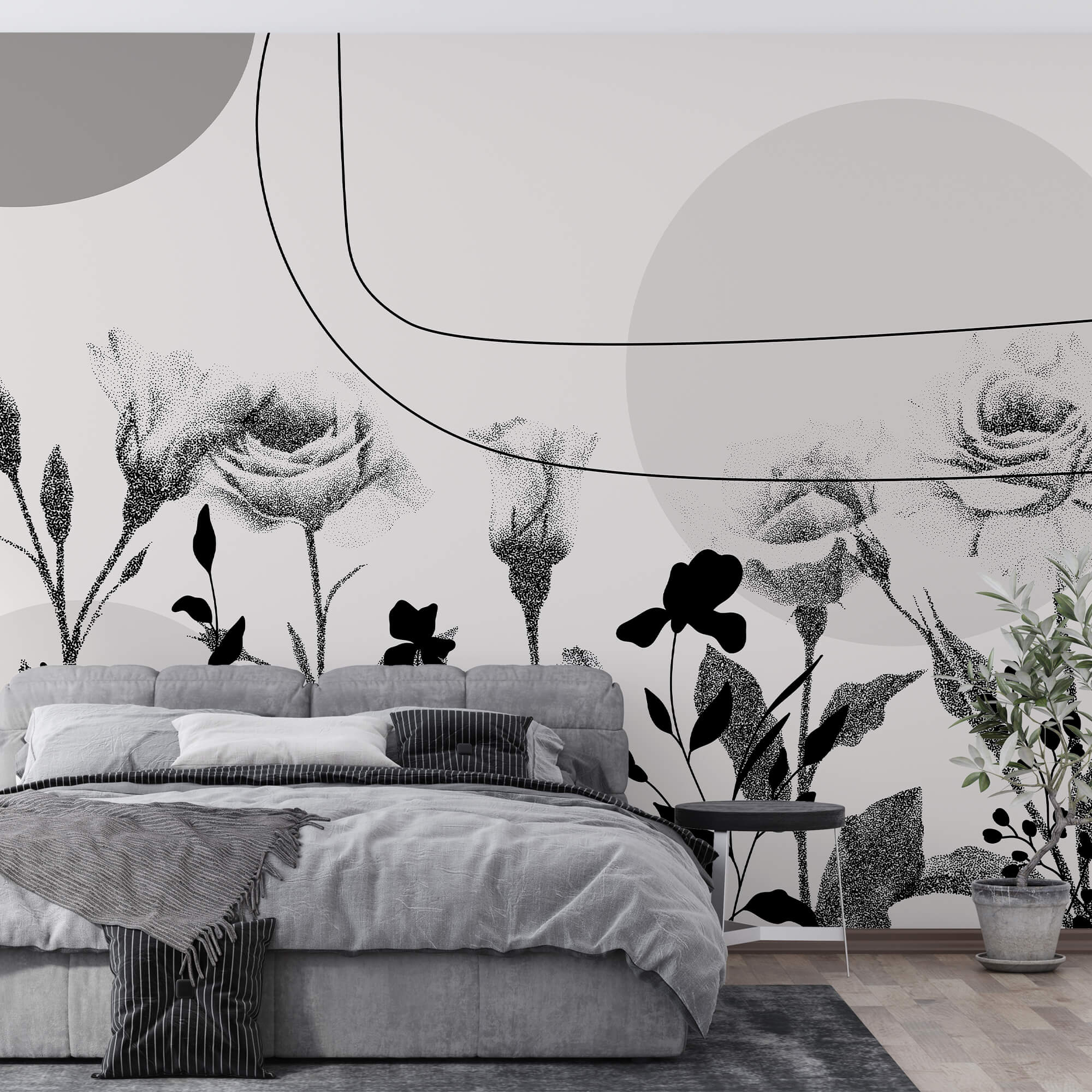 Negru și alb imagine de flori