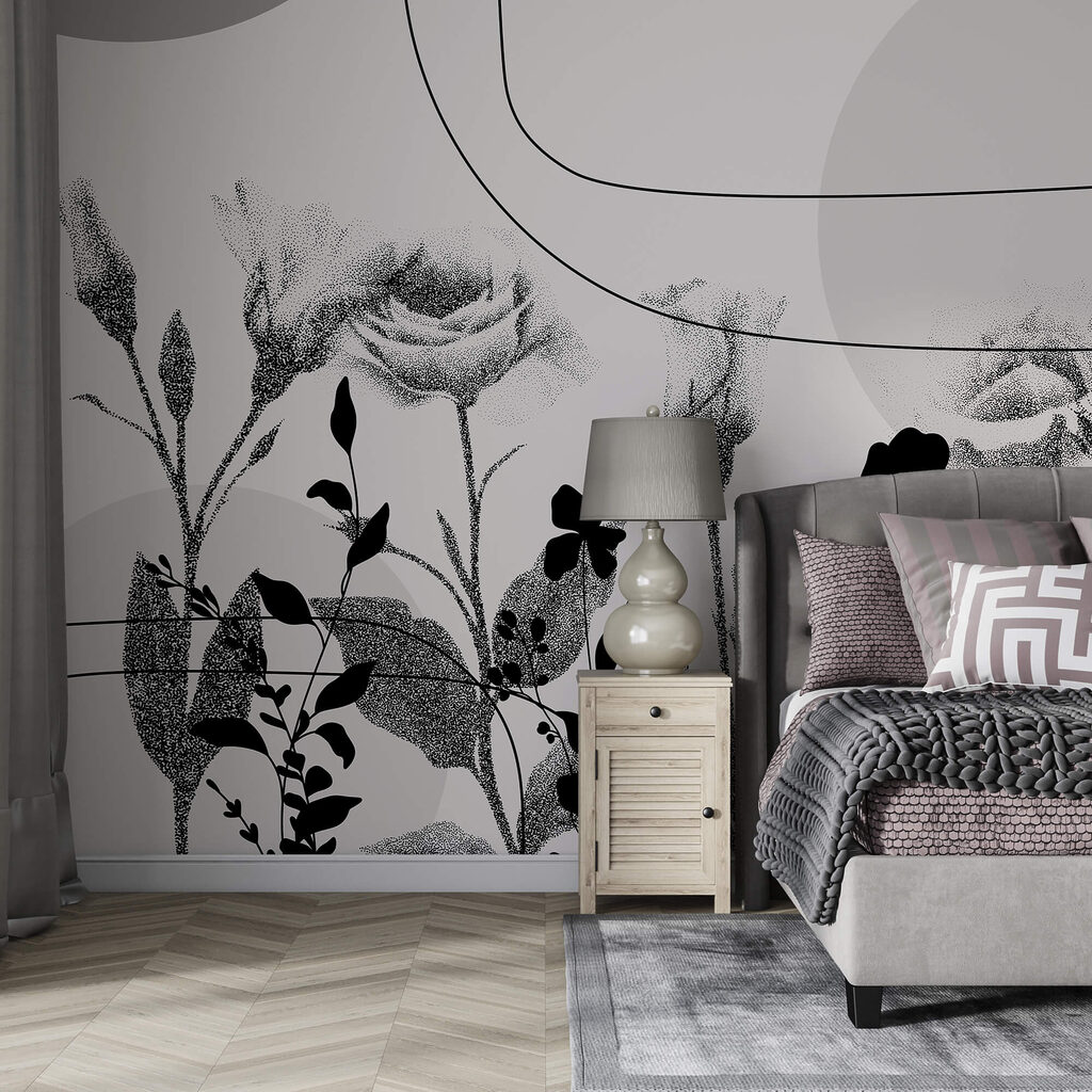 Negru și alb imagine de flori