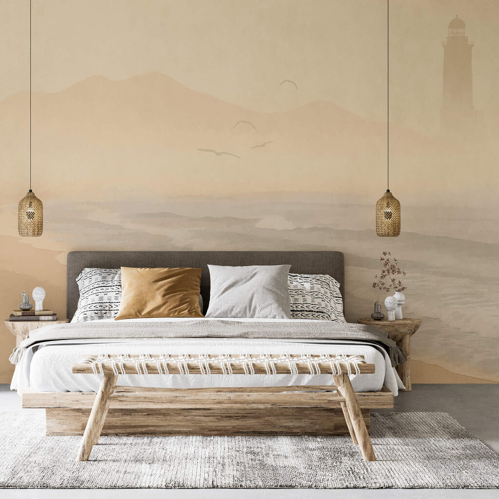 Plajă cu valuri și păsări