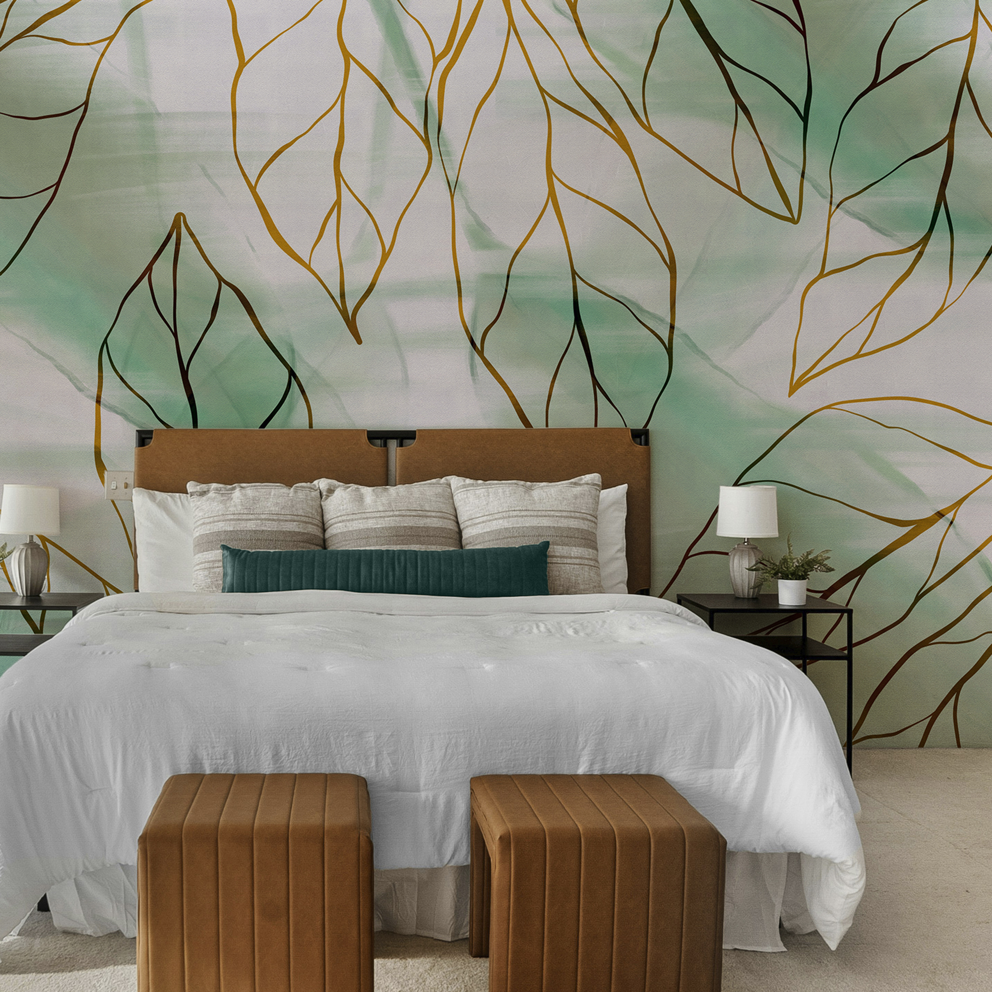 Model de frunze pe o țesătură