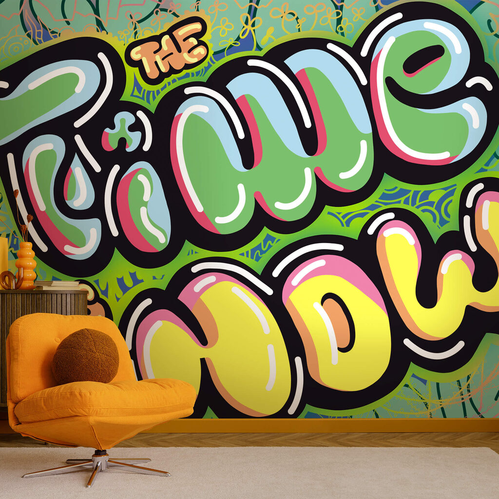 Graffiti colorat pe un fundal verde Graffiti colorat pe un fundal verde