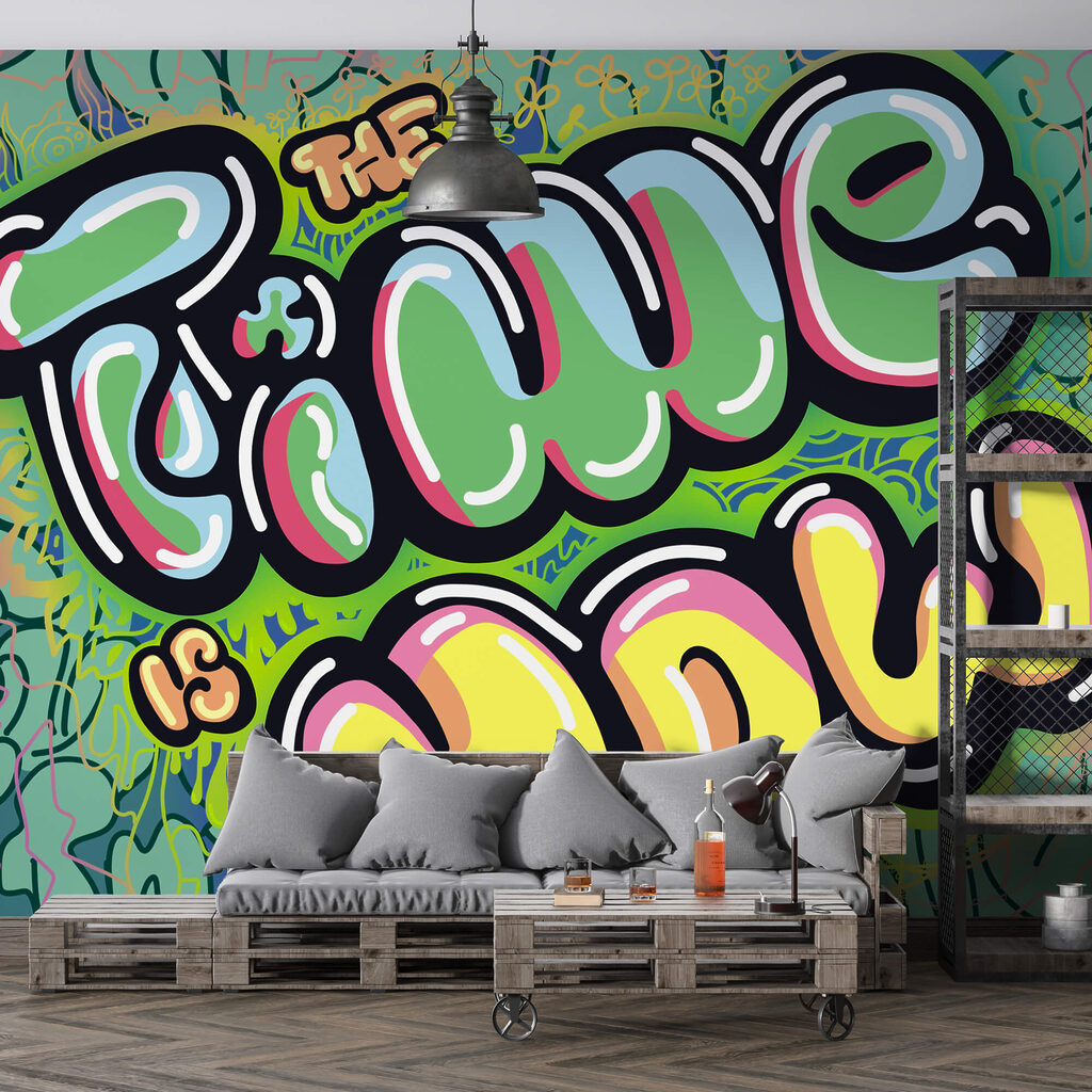 Graffiti colorat pe un fundal verde Graffiti colorat pe un fundal verde
