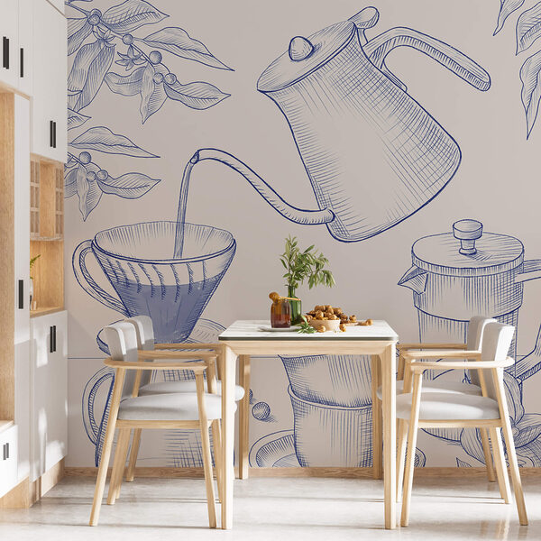 Desenul procesului de preparare a cafelei Desenul procesului de preparare a cafelei
