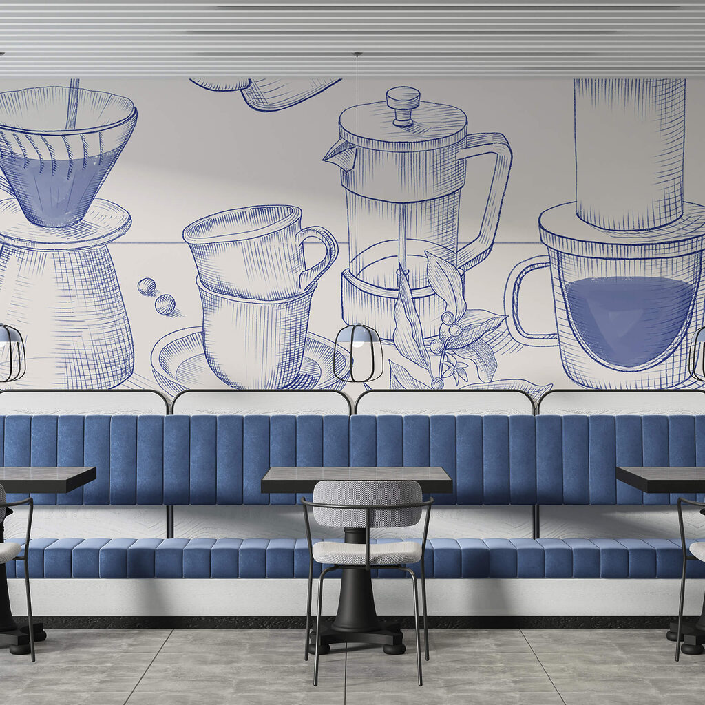 Desenul procesului de preparare a cafelei Desenul procesului de preparare a cafelei