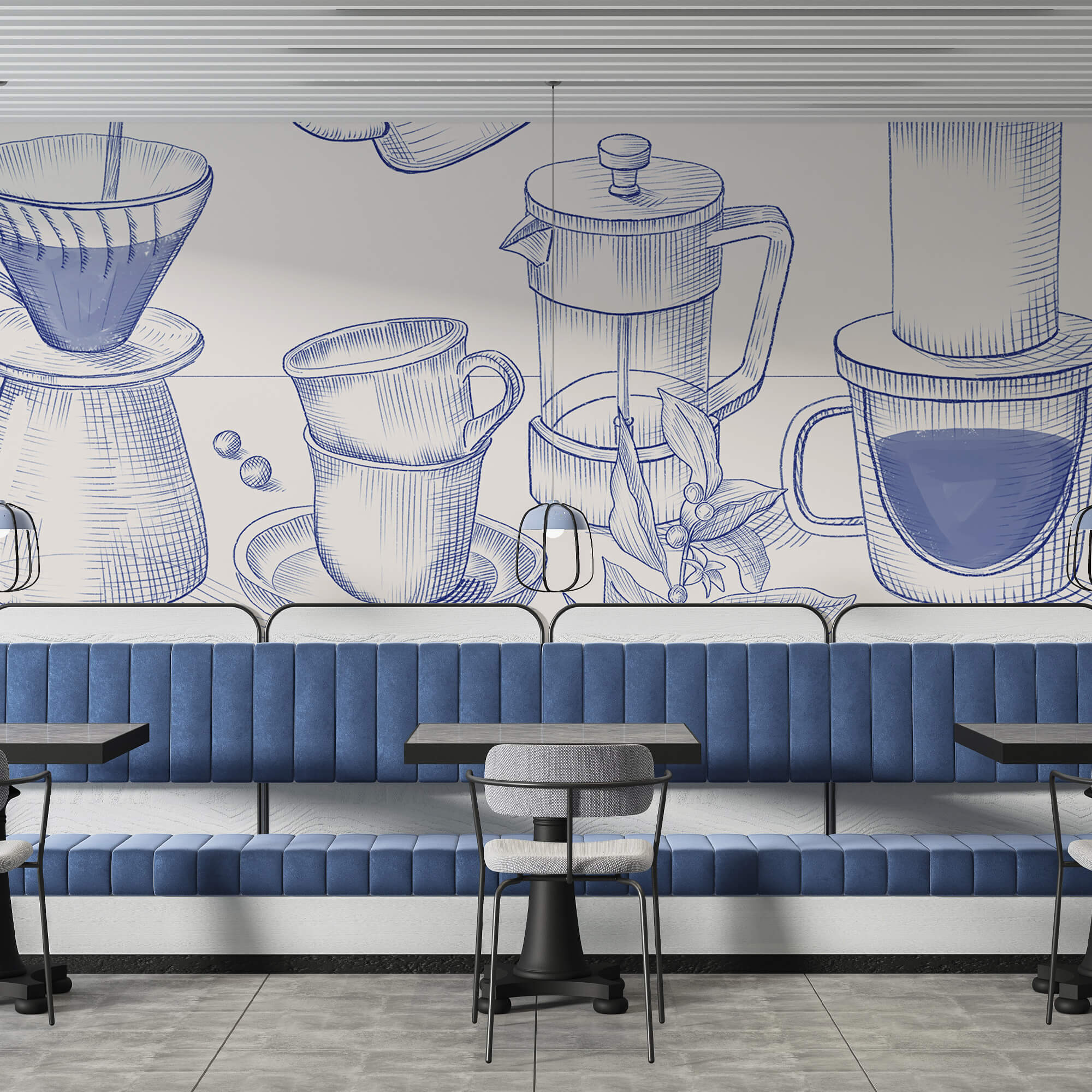 Desenul procesului de preparare a cafelei Desenul procesului de preparare a cafelei