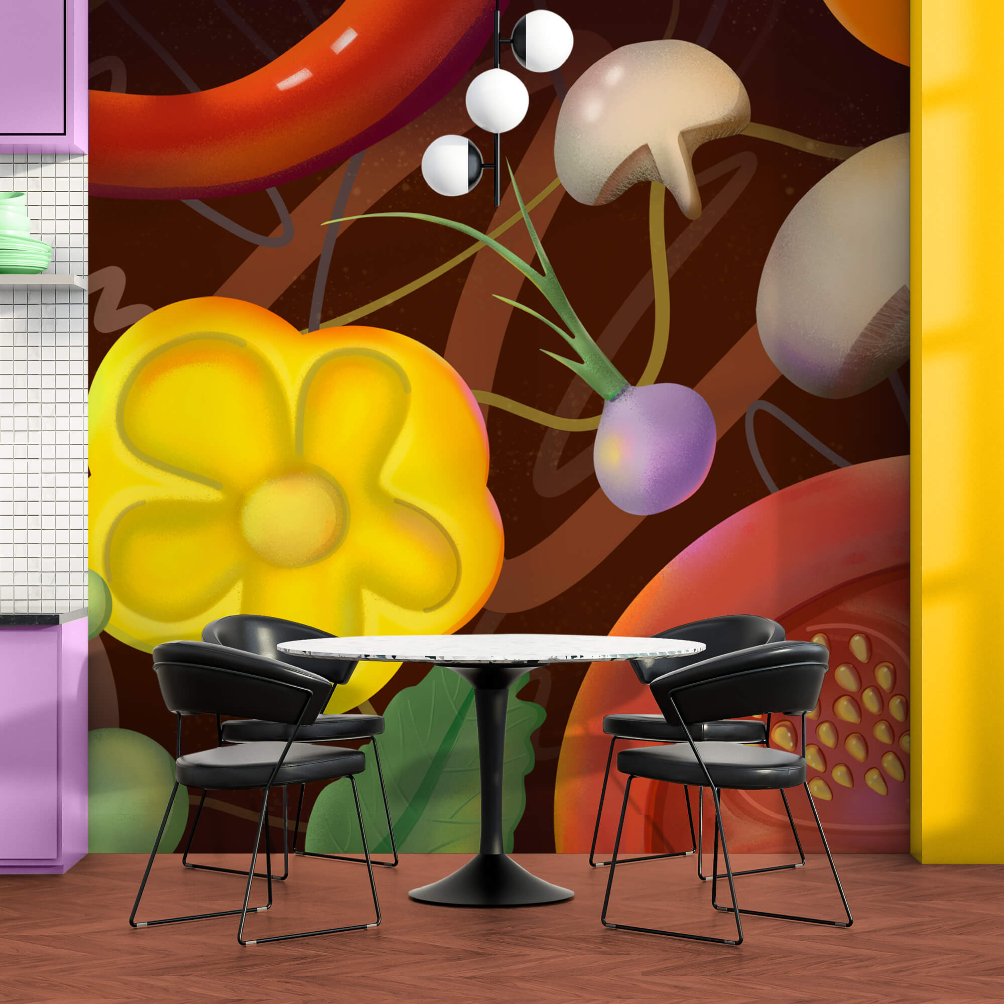Aranjament vibrant de legume proaspete Aranjament vibrant de legume proaspete