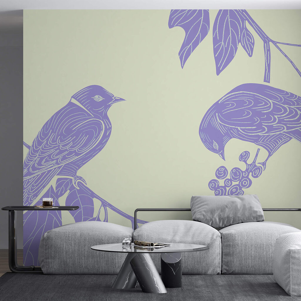 Desen de păsări pe o ramură