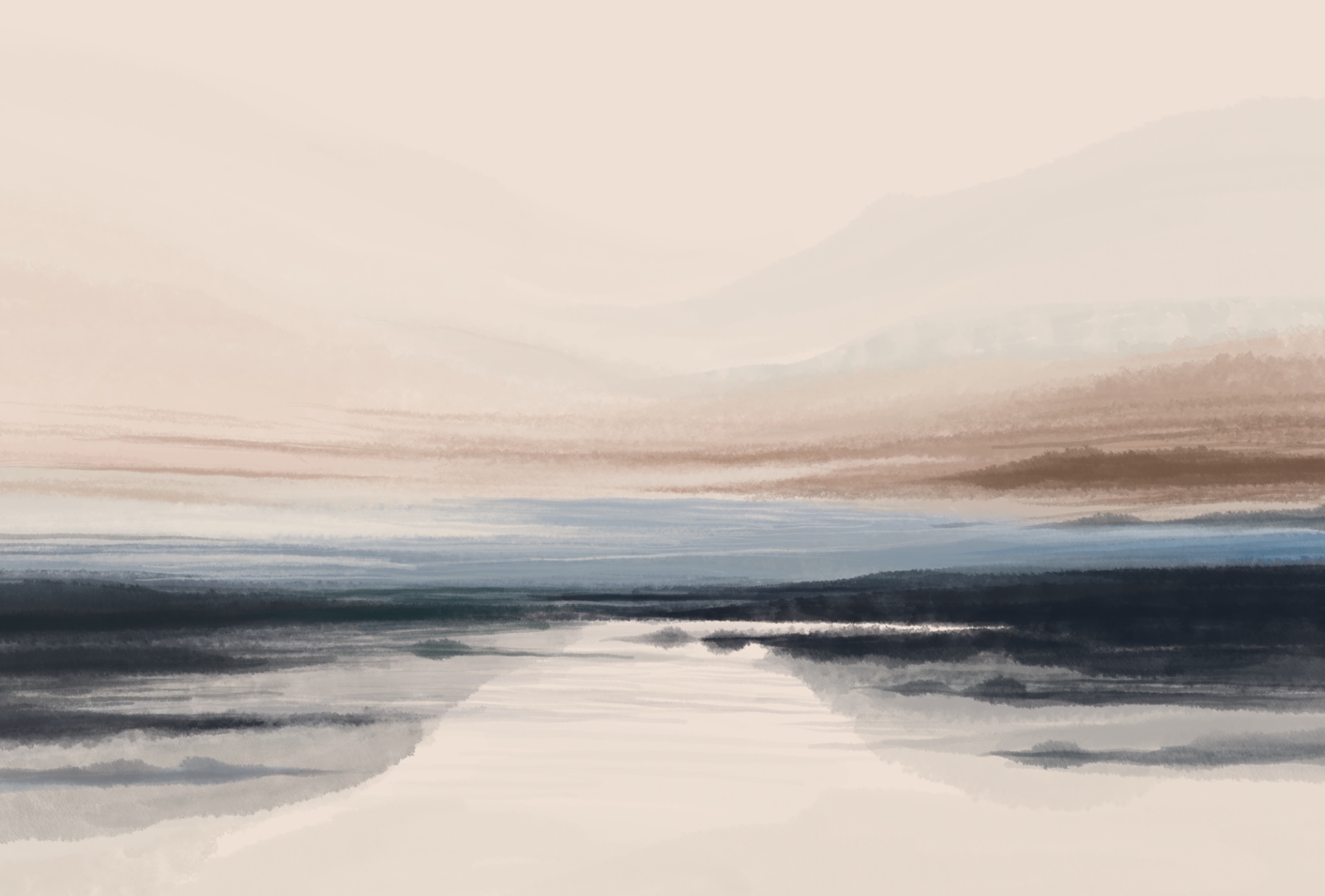 Watercolor painting of a lake