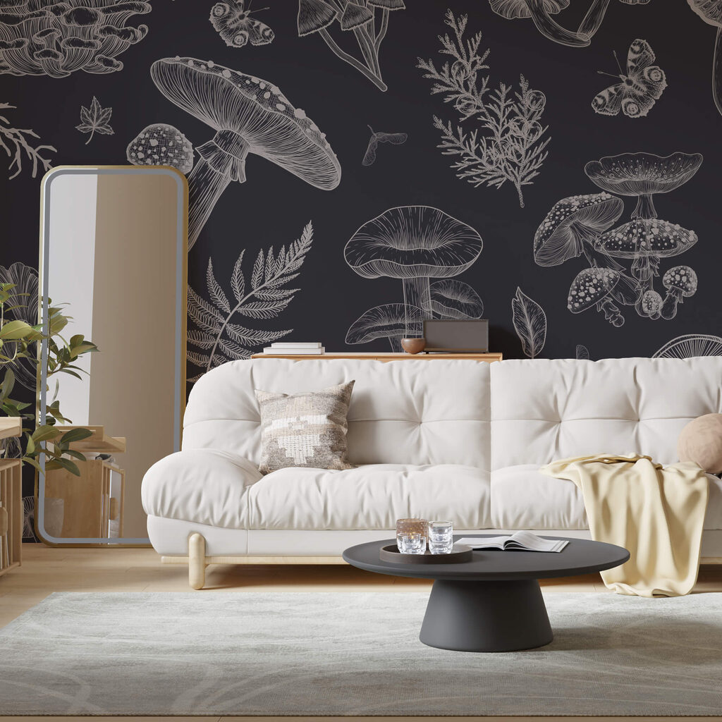 Model de ciuperci și frunze