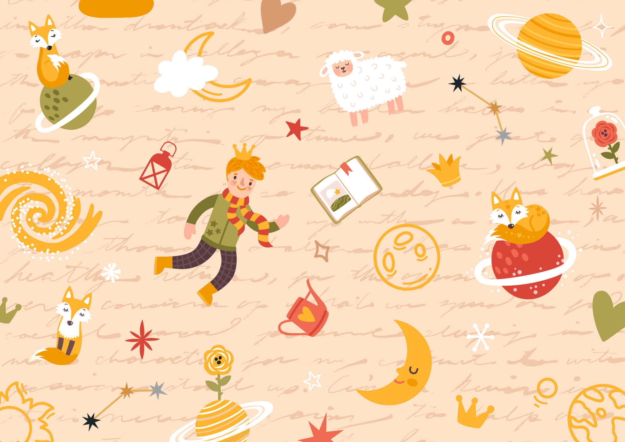 Pattern of cartoon characters