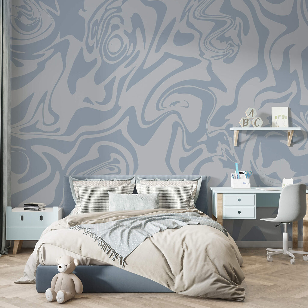 Valuri de tonuri albastre moi care se învârt