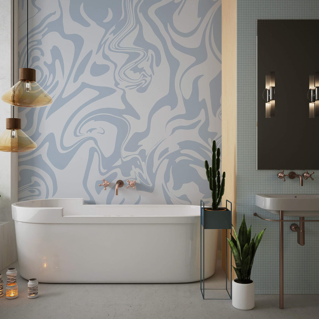 Valuri de tonuri albastre moi care se învârt