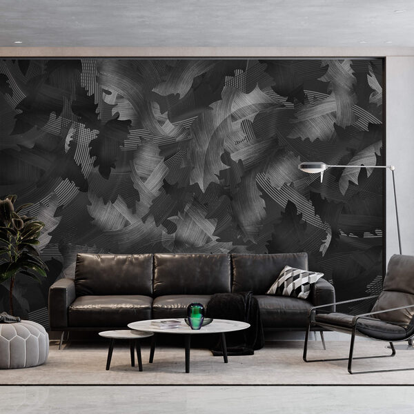 Model alb-negru cu frunze