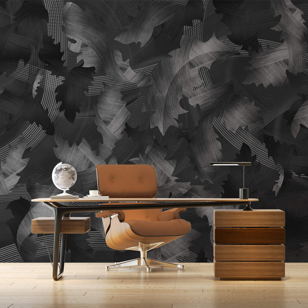 Model alb-negru cu frunze