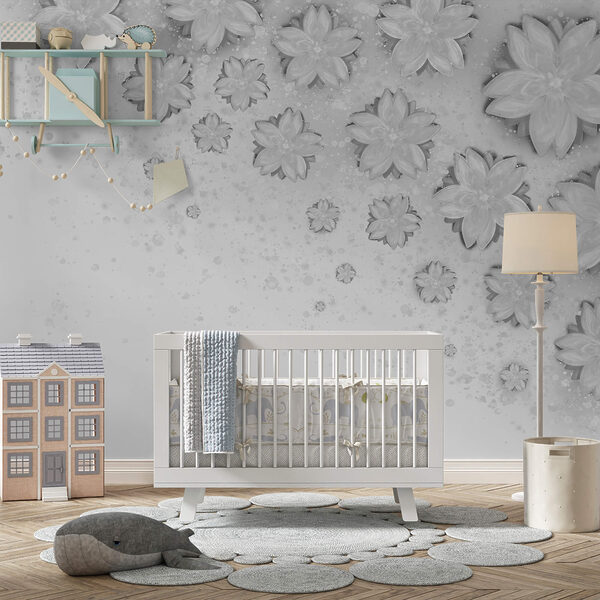 Flori albe pe o suprafață albă