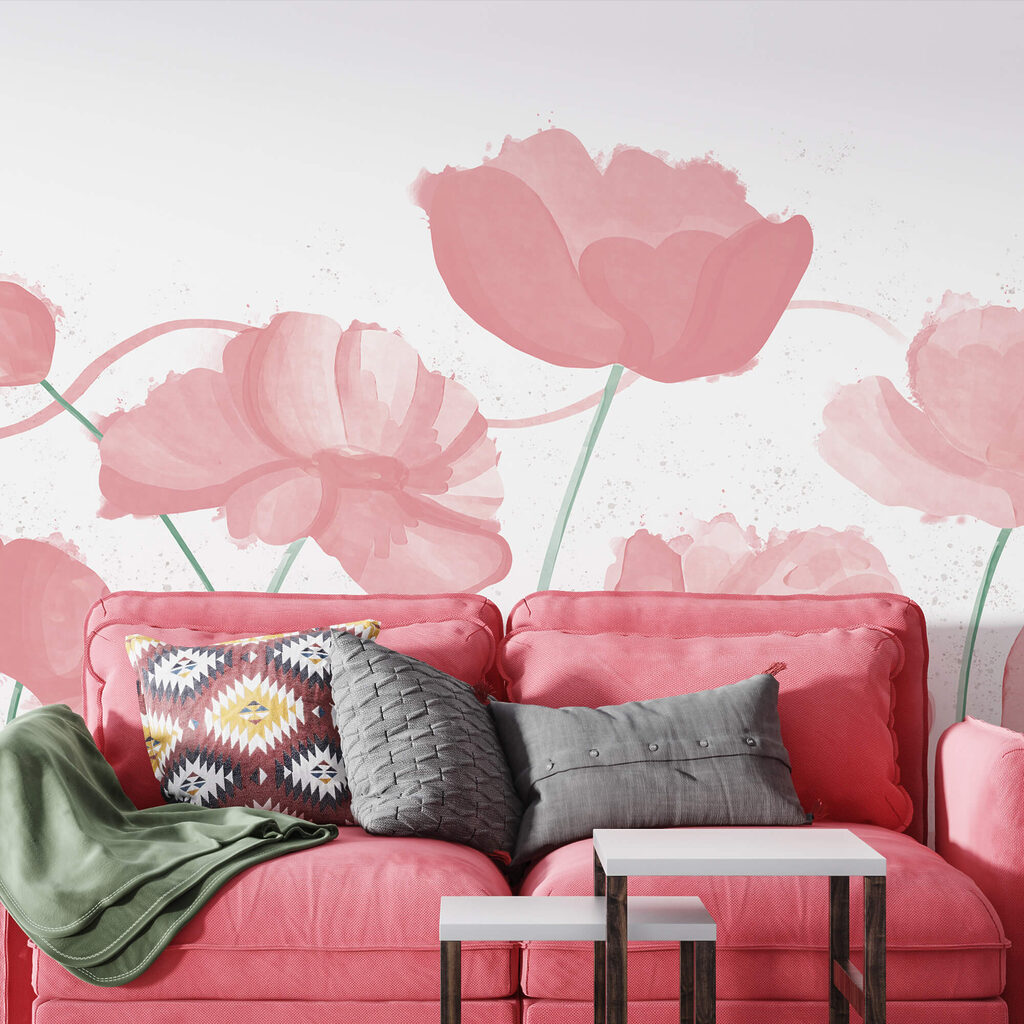 Flori roz pal, în mișcare delicată