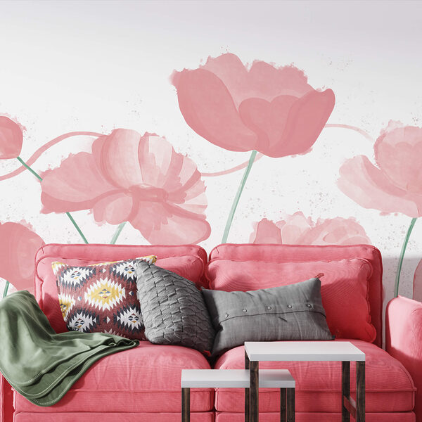 Flori roz pal, în mișcare delicată