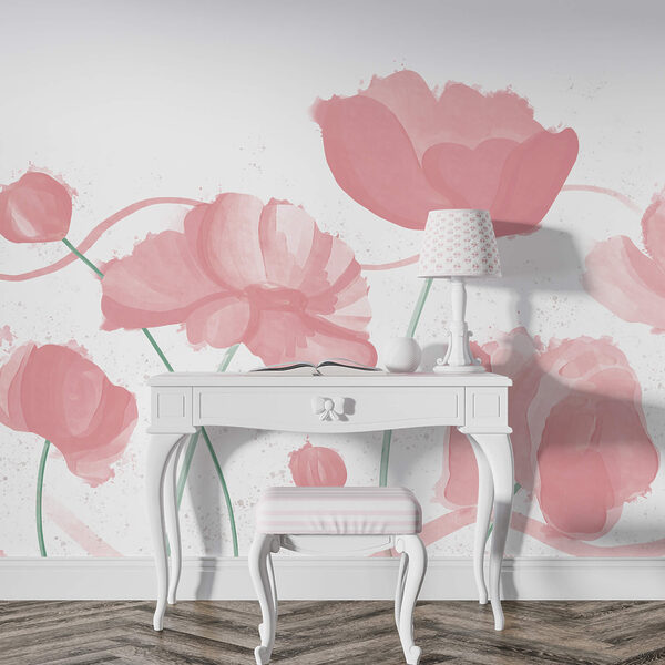 Flori roz pal, în mișcare delicată