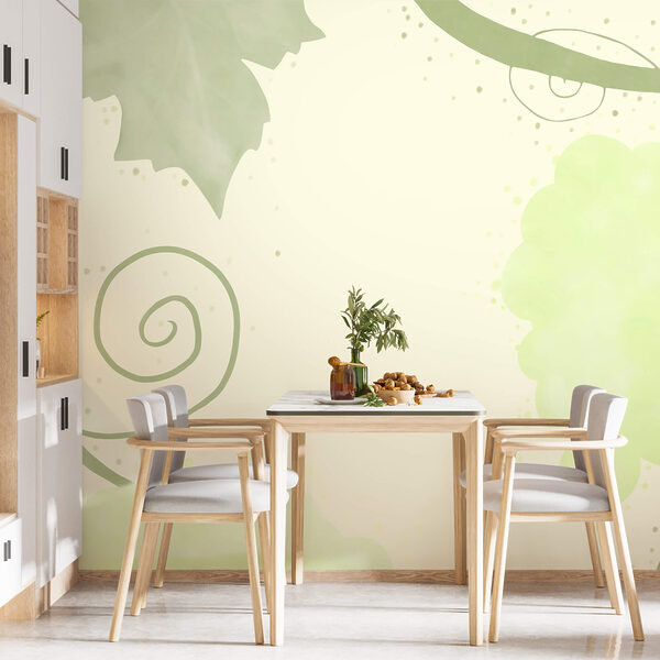 Frunze verzi și spirale pe fond alb Frunze verzi și spirale pe fond alb