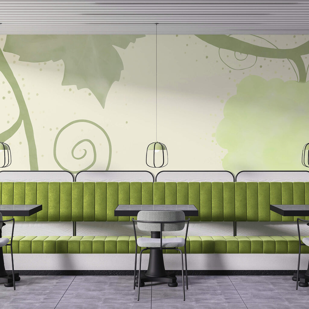 Frunze verzi și spirale pe fond alb Frunze verzi și spirale pe fond alb