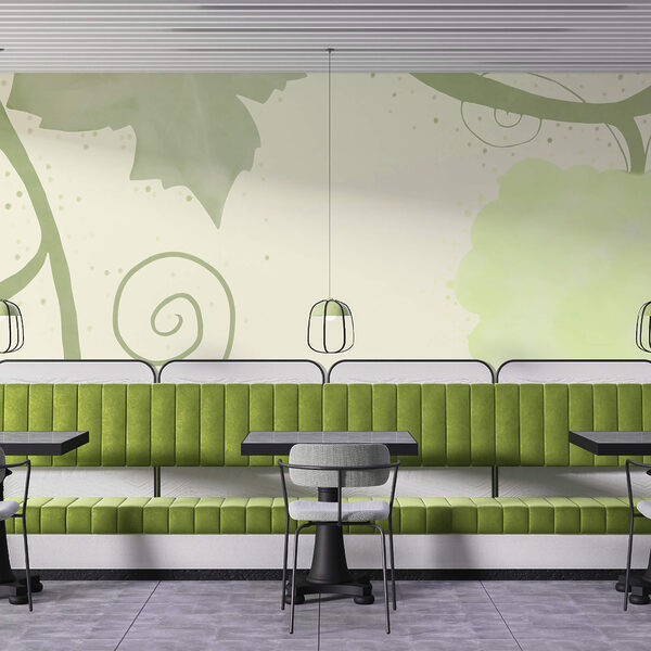 Frunze verzi și spirale pe fond alb Frunze verzi și spirale pe fond alb