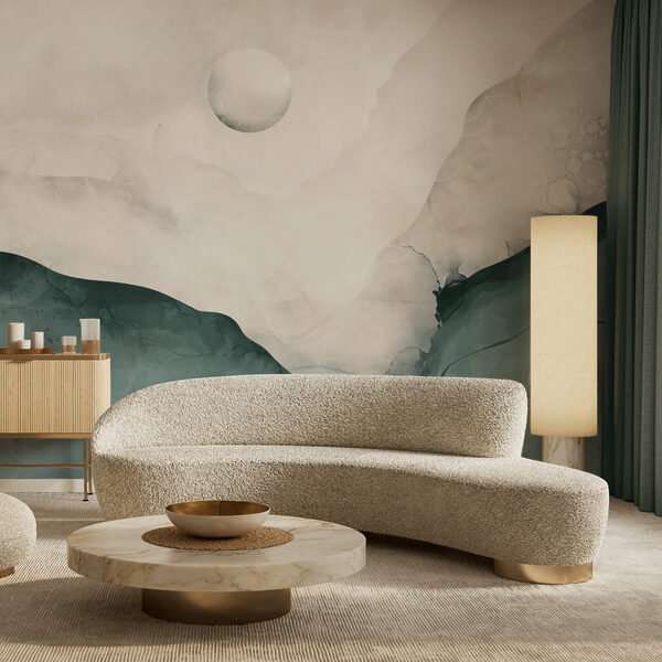 Fototapet Pictură reprezentând un munte cu luna pe cer (SKU: t00298) Fototapet Fototapet Pictură reprezentând un munte cu luna pe cer (SKU: t00298)