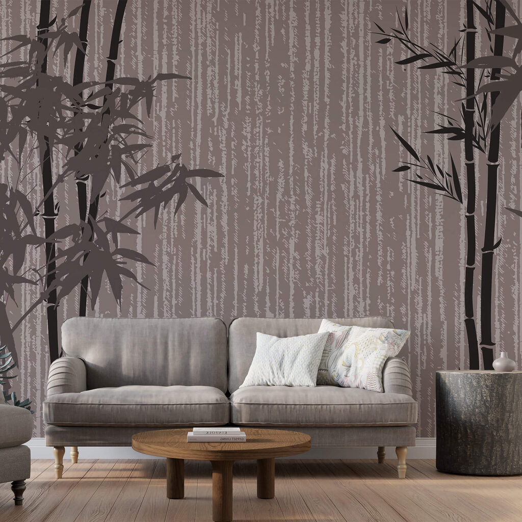 Copaci de bambus pe un perete